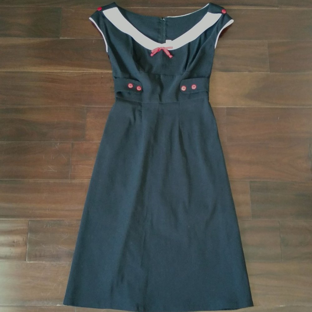 Stop Staring Black Wiggle Dress Sailor Pin Up Red White